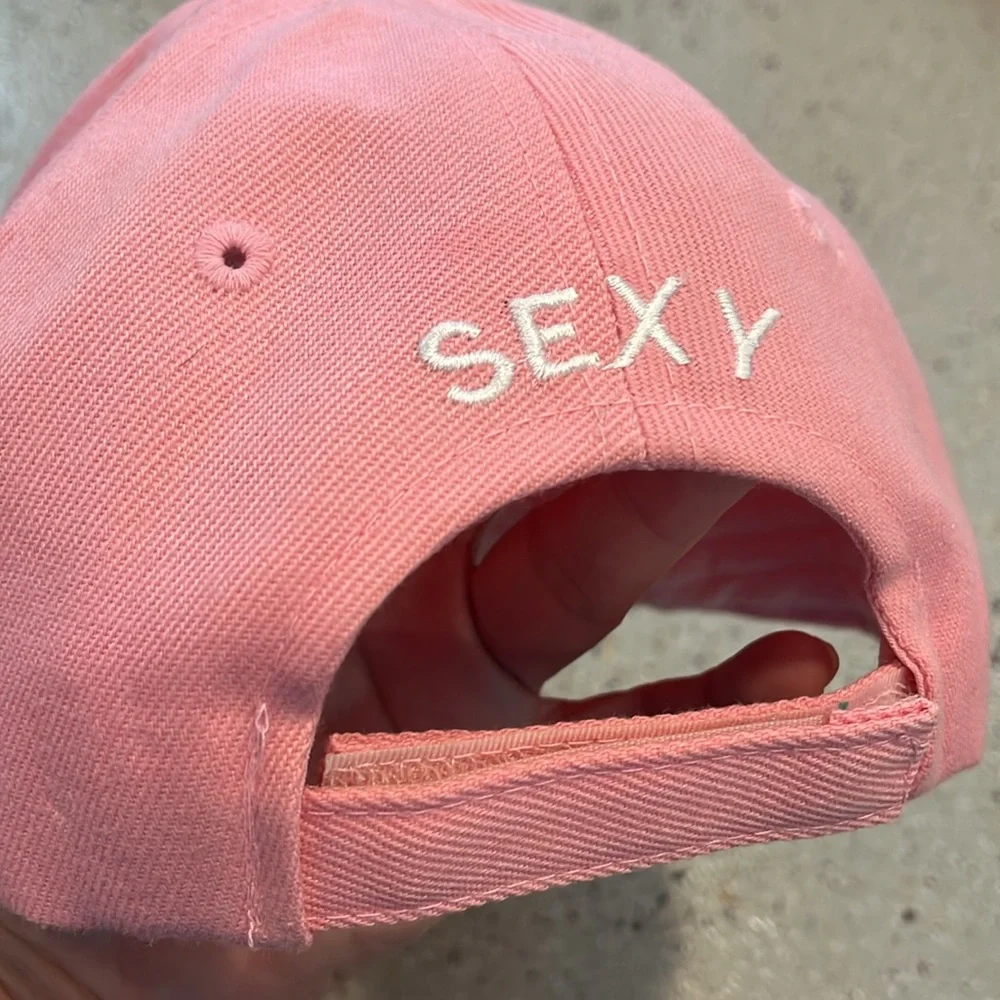 SEXY EMBROIDERED BASEBALL CAP PINK AND WHITE